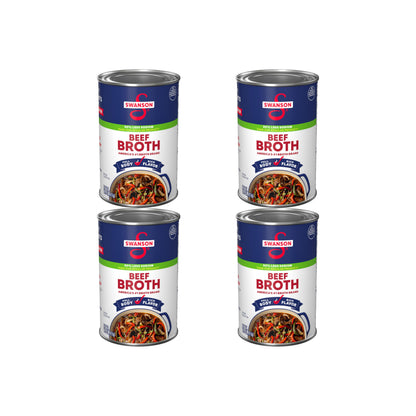 Swanson 50% Less Sodium Beef Broth, 14.5 oz Can (Pack of 4)