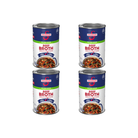 Swanson 50% Less Sodium Beef Broth, 14.5 oz Can (Pack of 4)