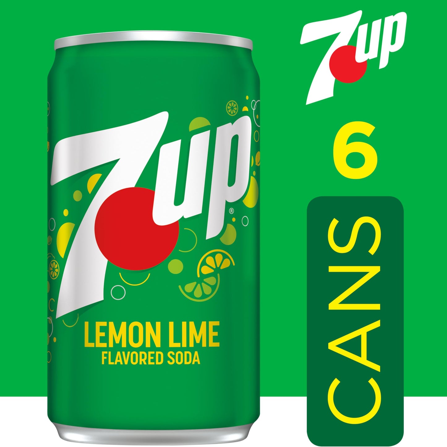 7UP Lemon Lime Soda, 7.5 Fl Oz Cans, 6 Pack