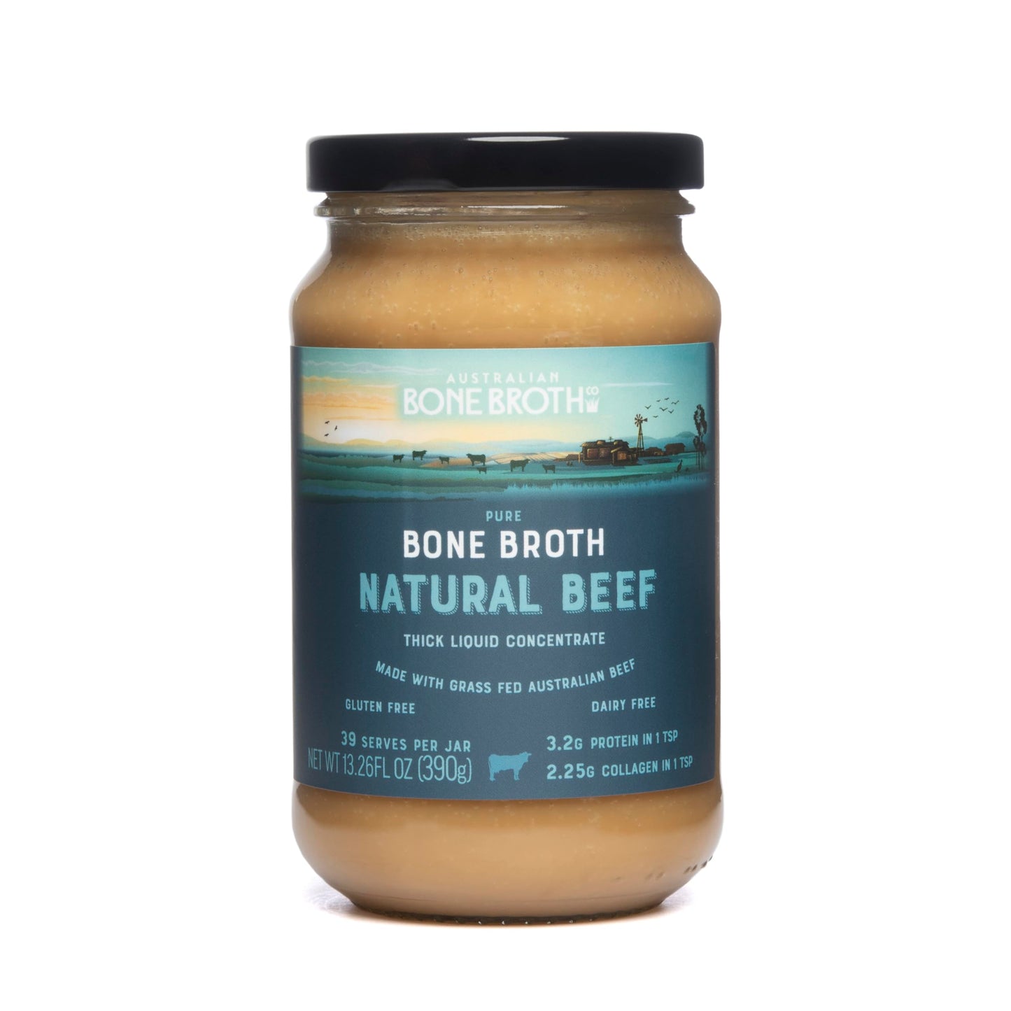 ABBCo Natural Beef Bone Broth Concentrate 13.26 Floz - Made in Australia from Australian Beef Bones, Savoury Cooking Broth Base, Refrigerate After Opening