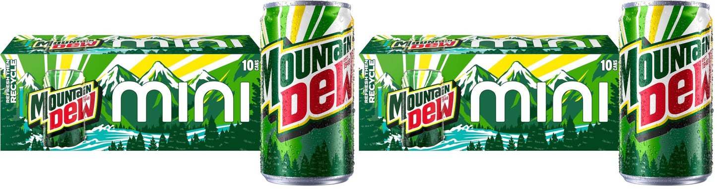 Mountain Dew Soda | Mini Cans | 7.5 Fl Oz | 20-Count