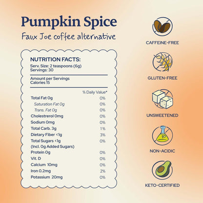 Sip Herbal Coffee Alternative Herbal Tea - Boost Energy & Focus - Caffeine Free Organic Coffee Substitute Made with Carob, Dandelion, Chicory - (Pumpkin Spice, 30 Servings)