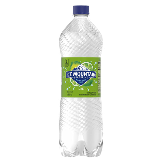 Ice Mountain Sparkling Water, Zesty Lime, 33.8 oz. Bottle