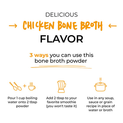 BLUEBIRD PROVISIONS Chicken Bone Broth Powder - Low Sodium Savory Protein Powder - Carnivore Protein Powder with 12 g Protein - Gut Healing and only 130 mg Sodium - Just 2 Ingredients - 7.1 oz