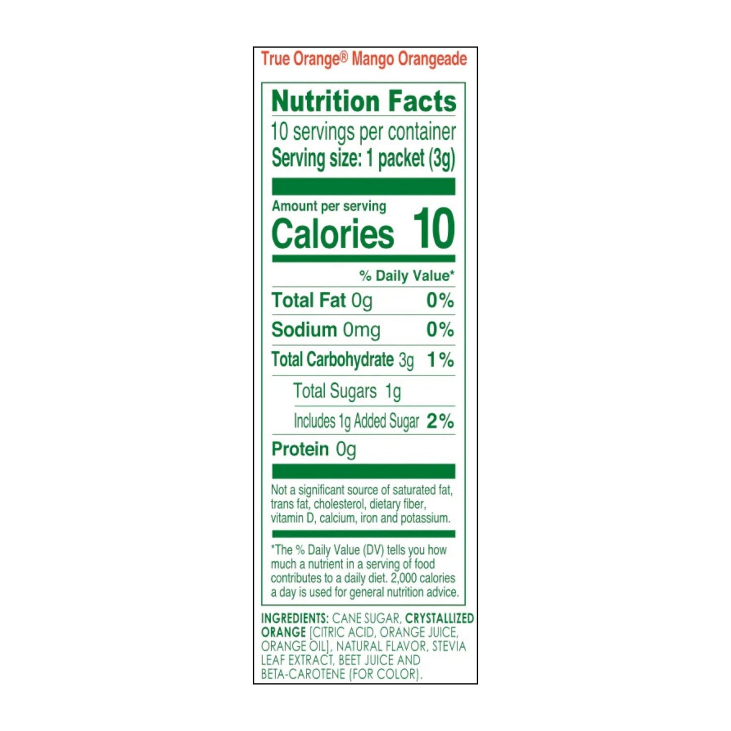 True Citrus Orange, Mango, 1.06 oz, (Pack of 10, 0.11 oz each)