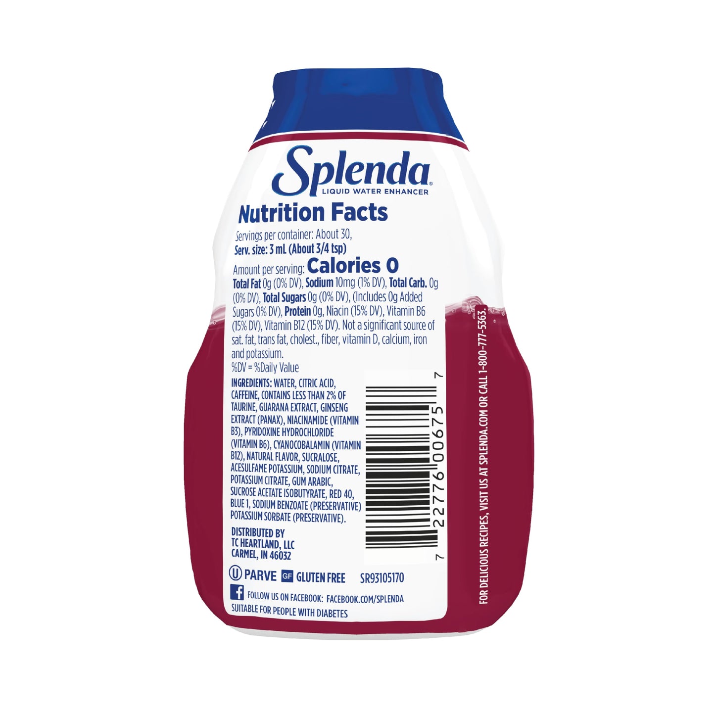 SPLENDA Energy Liquid Water Enhancer Drops, Sugar Free, Zero Calorie, Natural Flavor, Concentrated Drink Mix, 3.11 Fl Oz Each Bottle (Black Cherry, 2 Pack)