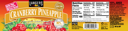 Langers Cranberry Variety Pack, Cocktail, Raspberry, Pineapple, Mango, 101.4 Fl Oz (Pack of 4)