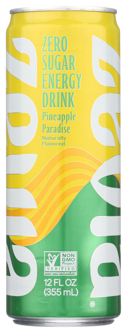 Zevia Zero Calorie Energy Drink, Pineapple Paradise, 12 Ounce Can