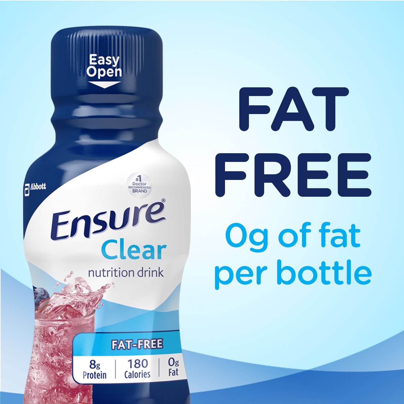 BOOST Breeze Clear Nutritional Drink, 9g Protein, 250 Nutrient-Rich Calories, Wild Berry, 8 fl oz & Ensure Liquid Clear Nutrition Drink, 0g fat, 8g of protein, Blueberry Pomegranate, 10 Fl Oz