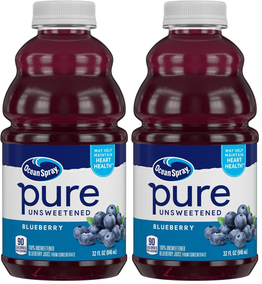Ocean Spray® Pure Blueberry, 100% Blueberry Juice From Concentrate, 32 Fl Oz Bottle (Pack of 2)