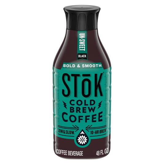 SToK Bold & Smooth Black Unsweetened Cold Brew Coffee, Ready to Drink Bottled Coffee, 48 fl oz