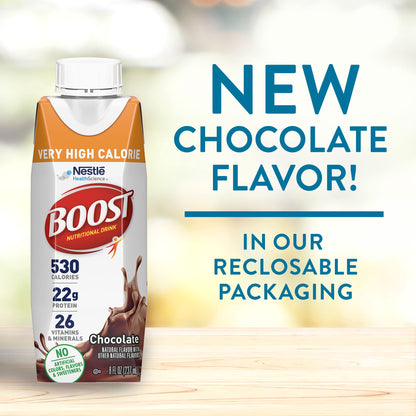 Boost Very High Calorie Chocolate Nutritional Drink 530 Calorie (Pack of 24) and Ensure Max Protein Milk Chocolate Nutrition Shake 30g Protein (Pack of 12)