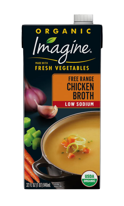 Imagine Organic Low Sodium Free Range Chicken Broth, 32 fl oz (Pack of 6)