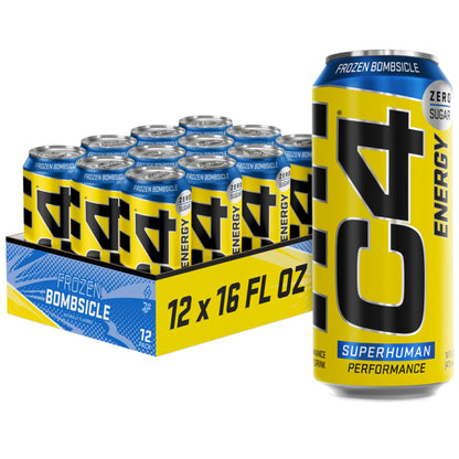 C4 Energy & Smart Energy Drinks Variety Pack, Sugar Free Pre Workout Performance Drink & C4 Energy Drink 16oz (Pack of 12) - Frozen Bombsicle - Sugar Free Pre Workout Performance Drink