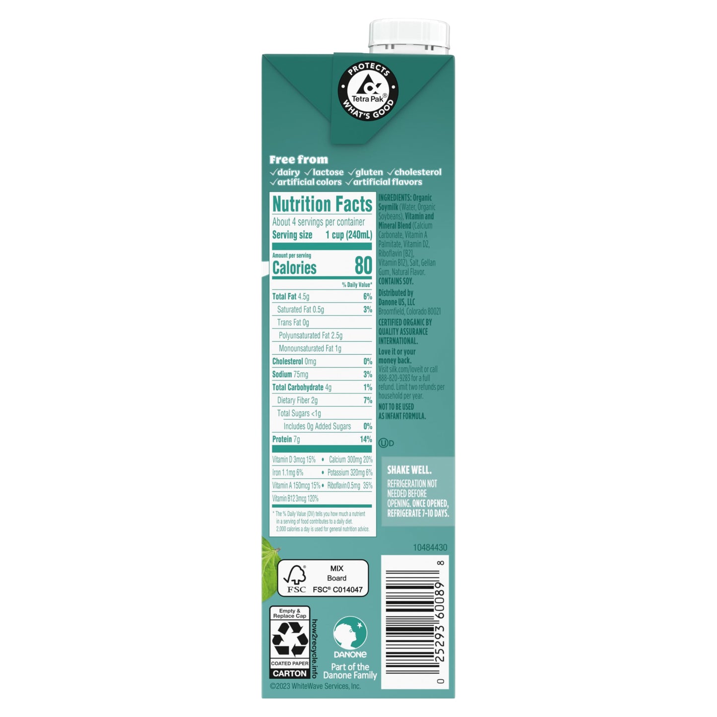 Silk Soymilk, Unsweetened, 1 Quart