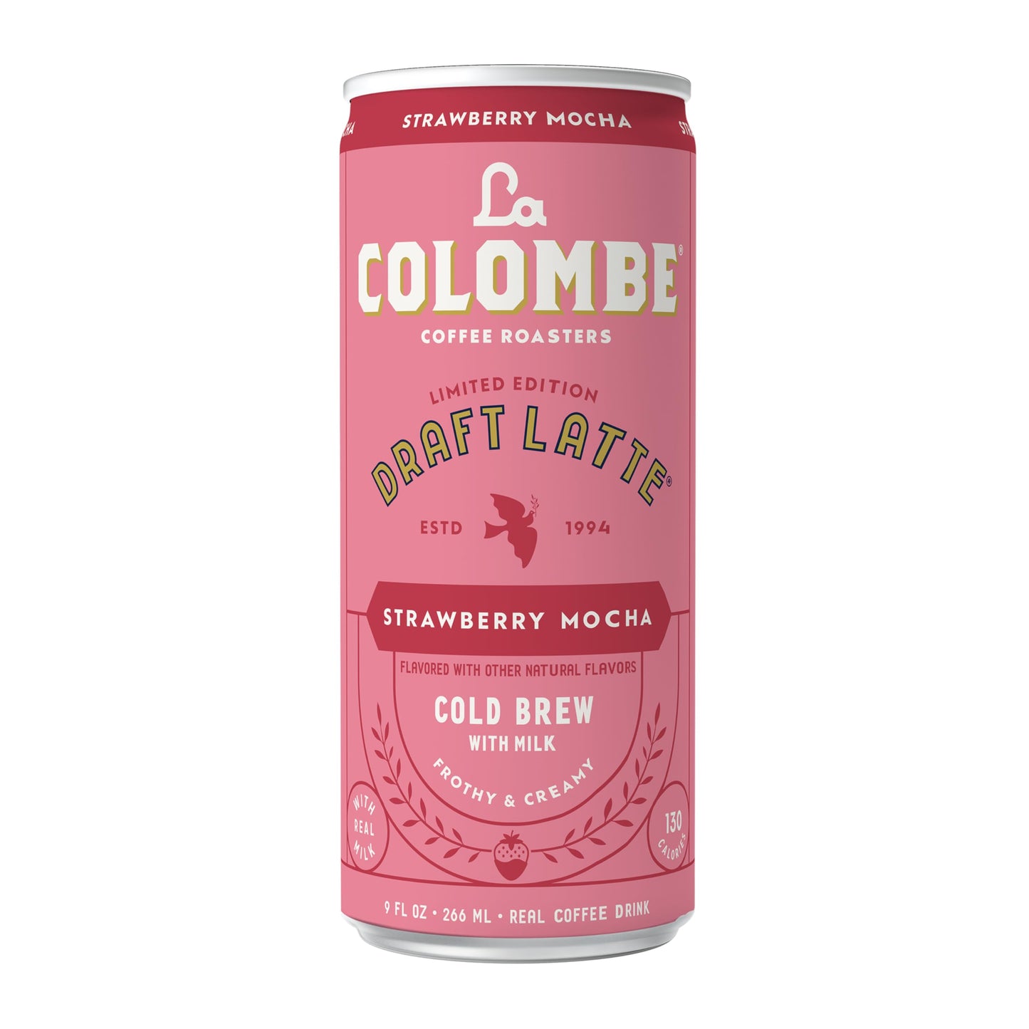 La Colombe Coffee, Strawberry Mocha Cold Brew Draft Latte, 9 fl oz Cans, 4 Pack