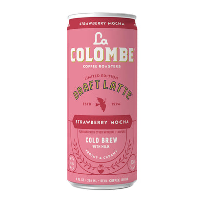 La Colombe Coffee, Strawberry Mocha Cold Brew Draft Latte, 9 fl oz Cans, 4 Pack
