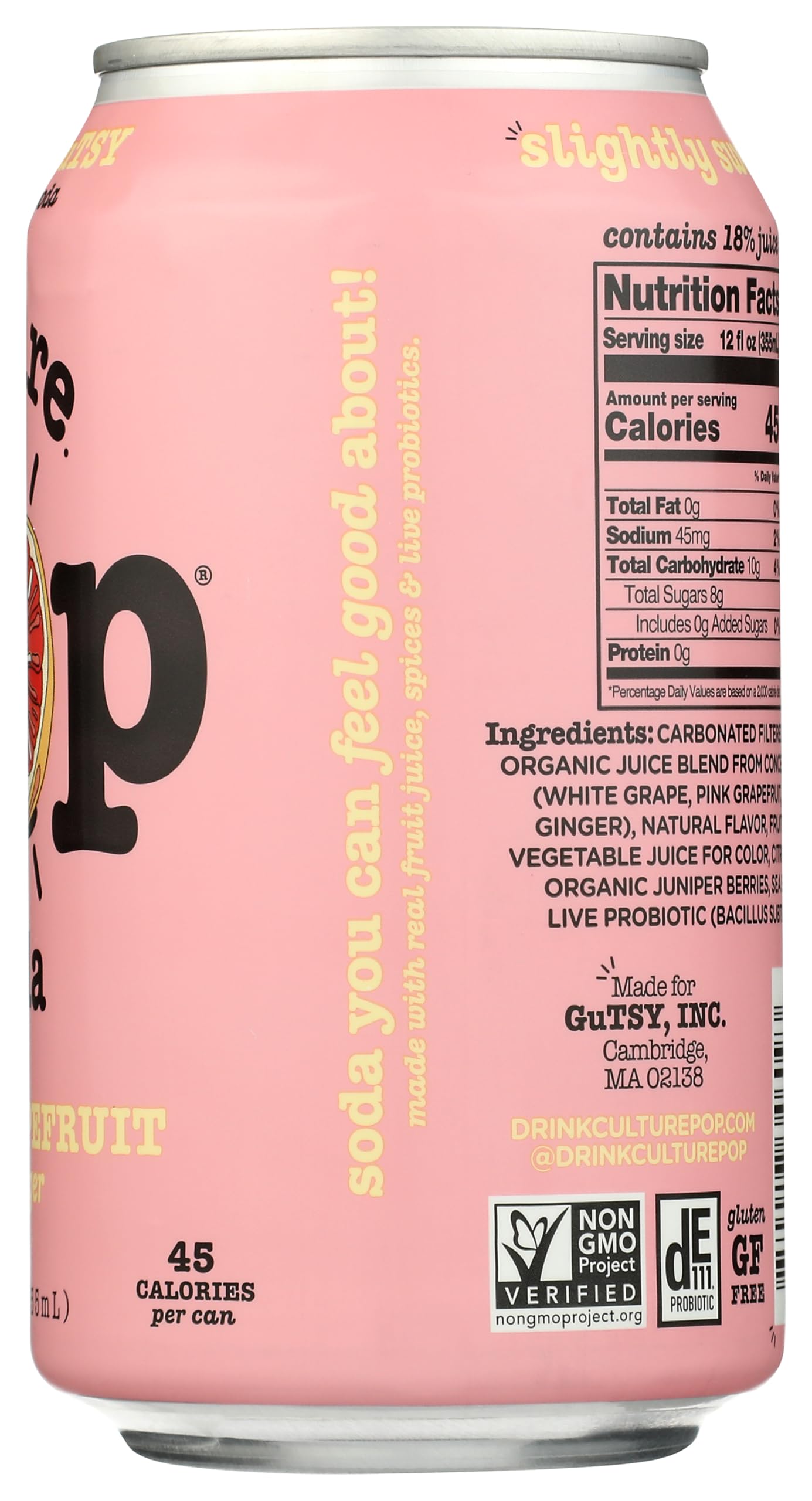 Culture Pop Soda Probiotic Grapefruit Soda 12 FO