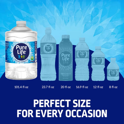 Pure Life Purified Water Bottles, 3L Jug - Still Bottled Water Enhanced with Minerals for a Crisp Taste, Plastic Bottles