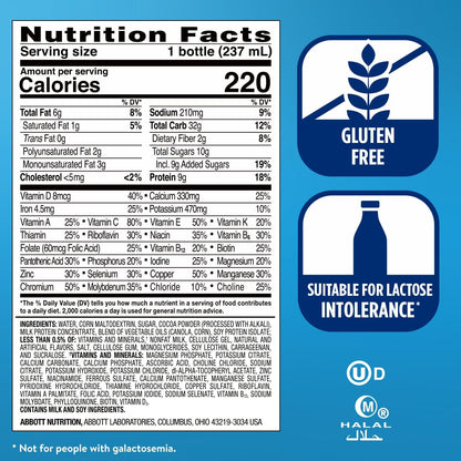 Ensure Original Dark Chocolate Nutrition Shake | Small Meal Replacement Shake | Ready To Drink | 9g Protein, 27 Vitamins and Minerals | 8 fl oz - 24 Pack