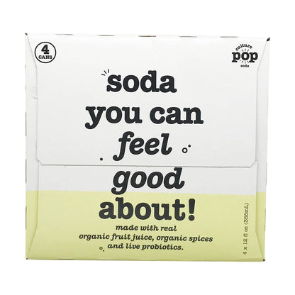 Culture Pop Soda, Soda Ginger Lemon Turmeric, 12 Fl Oz, 4 Pack