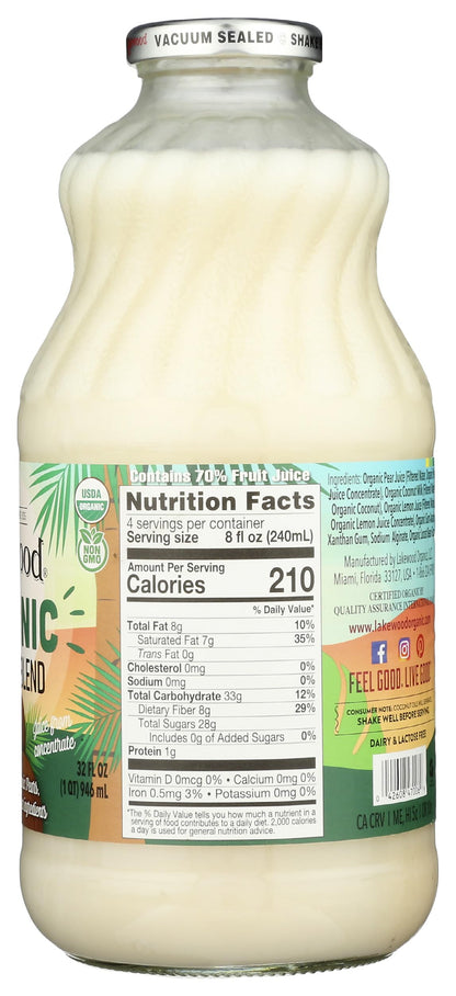 LAKEWOOD JUICE COCONUT MILK ORG, 32 FO