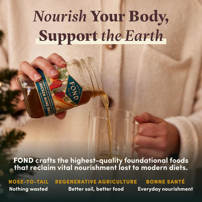 FOND Regenerative Pasture-Raised Chicken Bone Broth – Slow-Simmered Chicken Broth for Rich Flavor, Nutrient-Dense, Artisan Quality – 4 Different Flavors, Variety Pack – 14 oz (4-Pack)