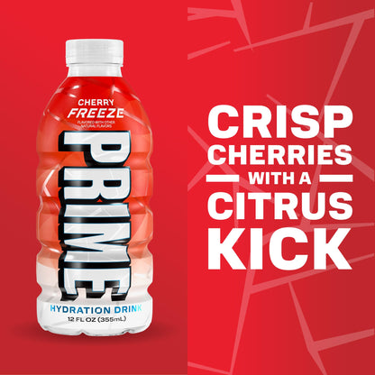 PRIME HYDRATION Berry Freeze, Cherry Freeze, & Ice Pop 12 Fl Oz Variety Sports Drinks, & Rapid Rehydration Electrolyte Powder Sticks, Ocean Cherry, & 12 Pack Black Graffiti Squeeze Sports Water Bottle