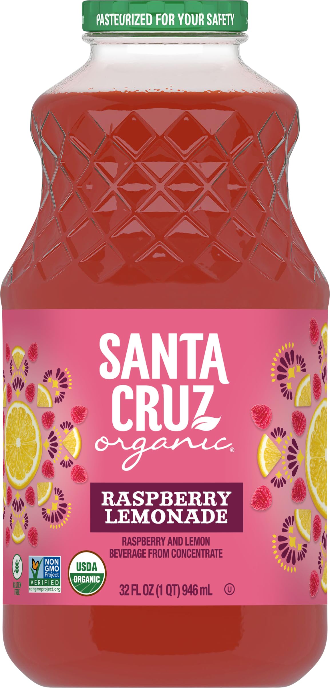 Santa Cruz Organic Raspberry Lemonade, 32 fl oz (Pack of 1)