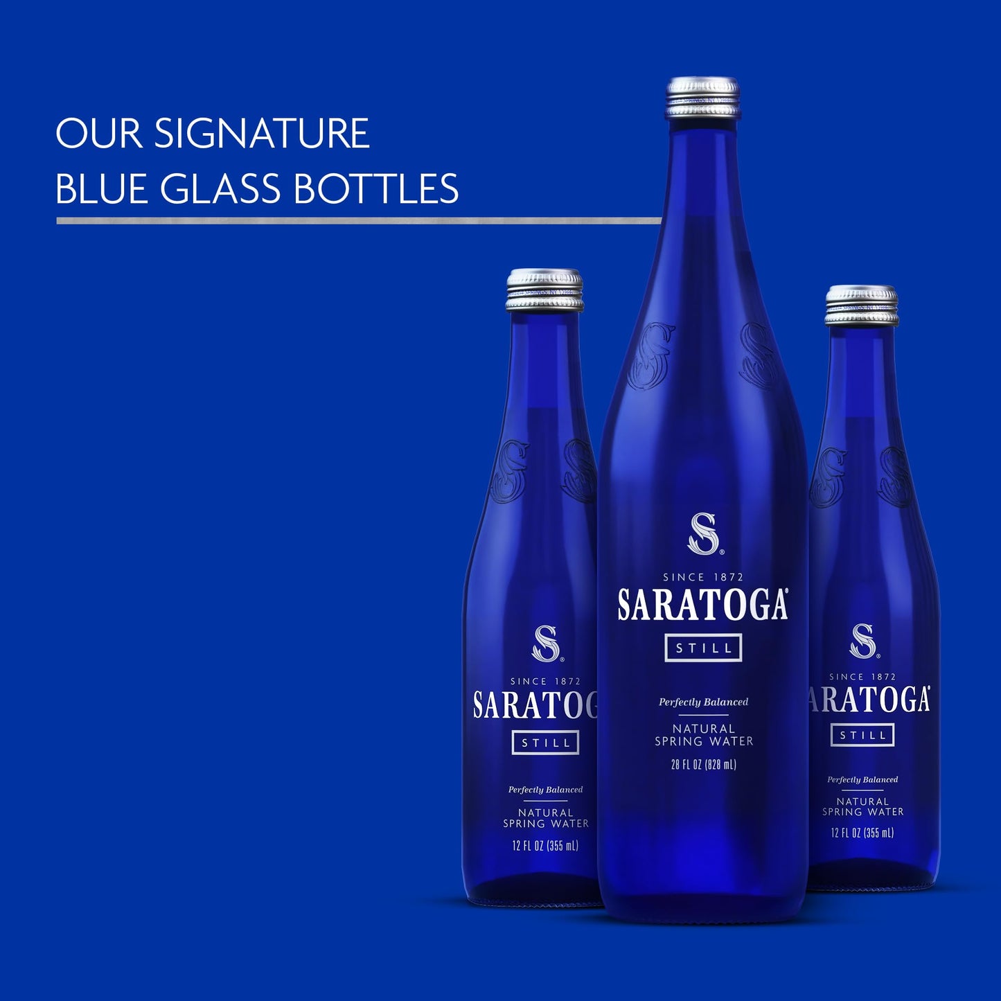 Saratoga Spring Water Bottles, 24 Pack – Still Bottled Water - Glass Bottles - 12 Fl Oz
