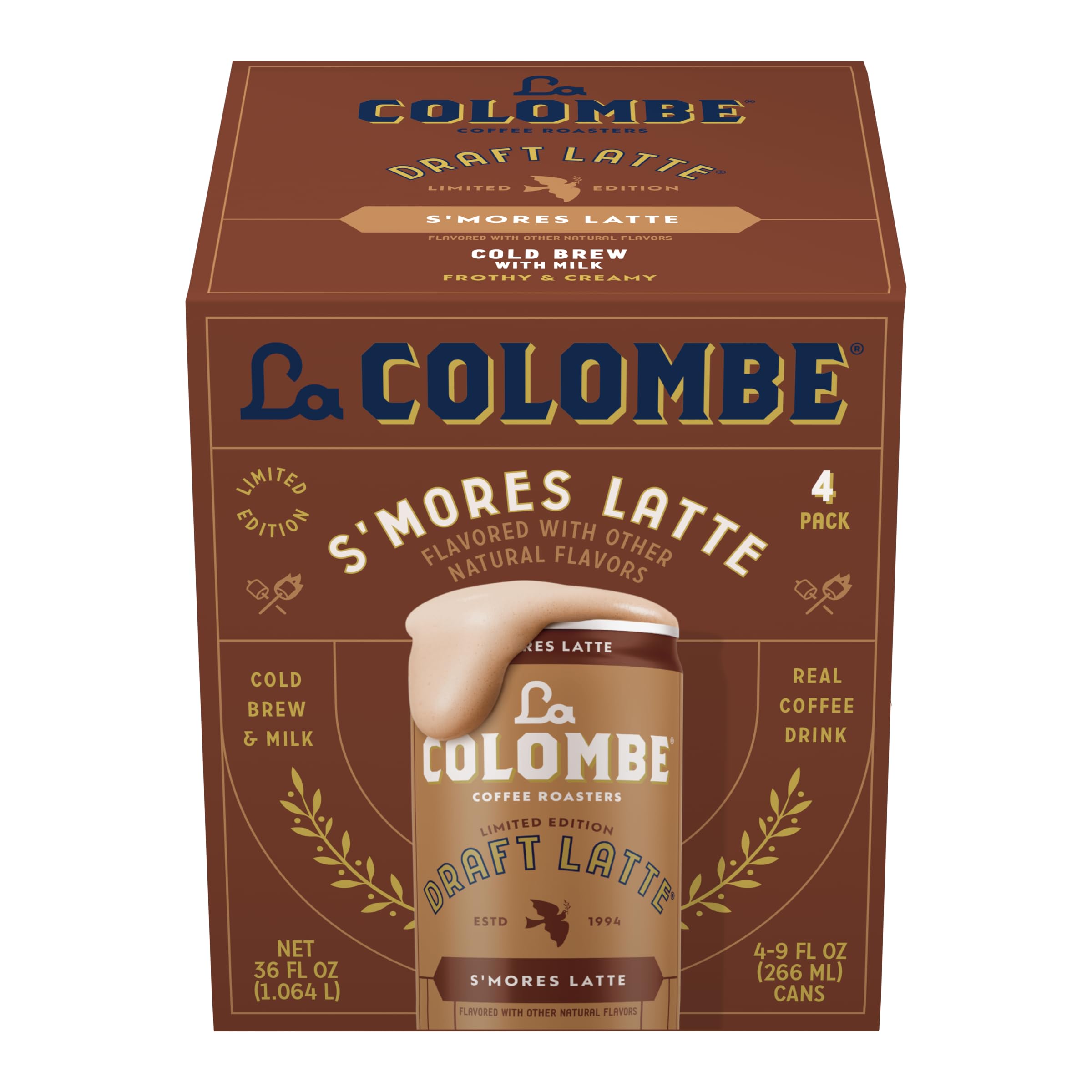 La Colombe Coffee, S'mores Cold Brew Draft Latte, 9 fl oz Cans, 4 Pack ...