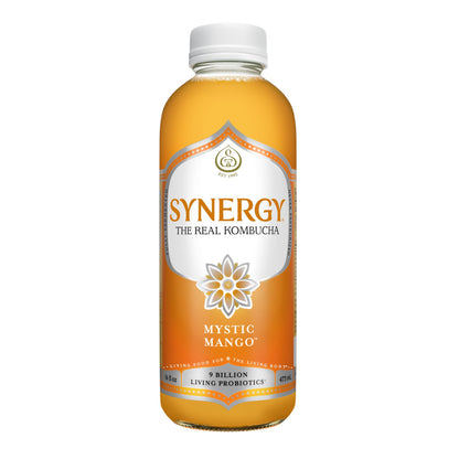 SYNERGY The Real Kombucha - Mystic Mango - 16 fl oz Bottle - Raw Probiotic Drink for Gut Health and Immune Support