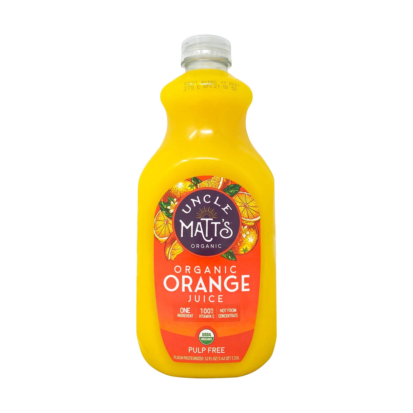 Uncle Matt's Organic Orange Juice Pulp Free, 52 Fl Oz Bottle