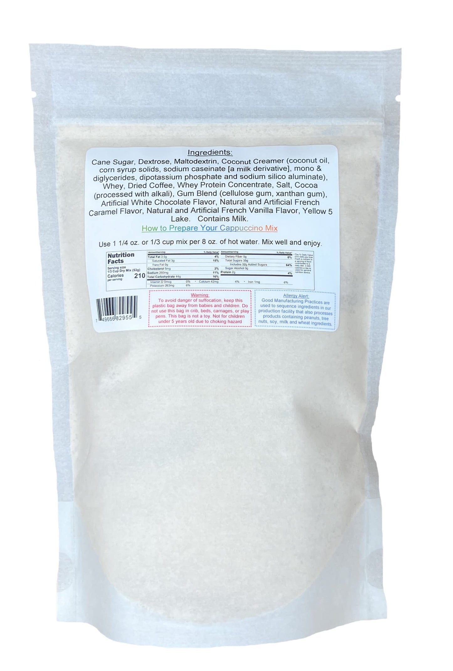 YANKEETRADERS White Chocolate Cappuccino Mix, Premium Coffee Beverage, 16 Oz Bag