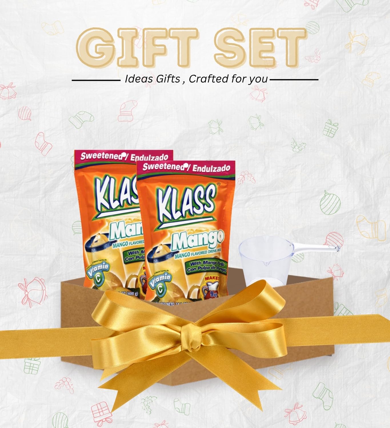 Klass – 2x Klass Bev Mix Mango Sweetened 14.1 OZ Bundle with Plastic Clear Measuring Cup – Refreshing Mango Flavored Drink Mix with Vitamin C for Quick Mixing and Easy Preparation Gift Set (3 Items)
