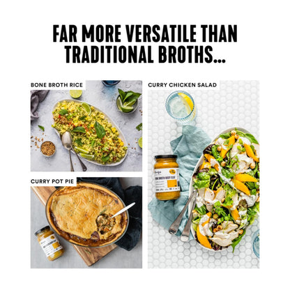 Gevity Rx Bone Broth Body Glue ® - CURRY - Bone Broth - Concentrate - 10x more collagen* - 39 servings - Sip, Cook, Create - 100% Grass Fed Beef Bones- 9.75 Litres, 329 Fl. Oz.