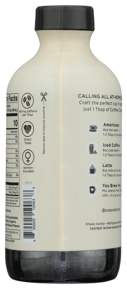POP AND BOTTLE Organic Mocha Super Concentrate Coffee, 8 FZ