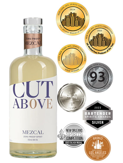 CUT ABOVE Zero Alcohol Mezcal | Award Winning Premium Non-Alcoholic Spirit for Alcohol Free Cocktails | 25.4 fl. oz. (750mL)