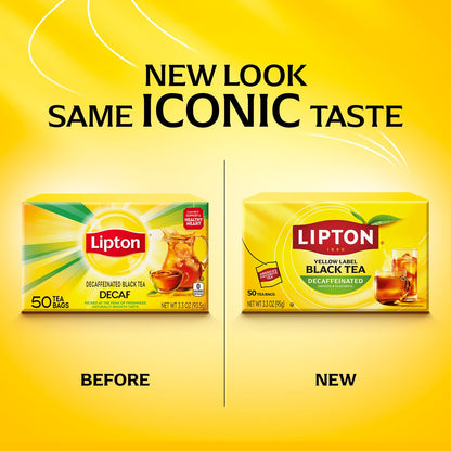 Lipton Decaf Black Tea Bags, Hot or Iced Caffeine Free Tea, 50 Tea Bags