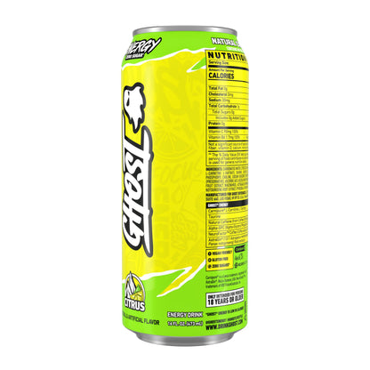GHOST Energy Drink - Single Can, Citrus 16oz - Energy & Focus & No Artificial Colors - 200mg Natural Caffeine, L-Carnitine & Taurine - Gluten-Free & Vegan