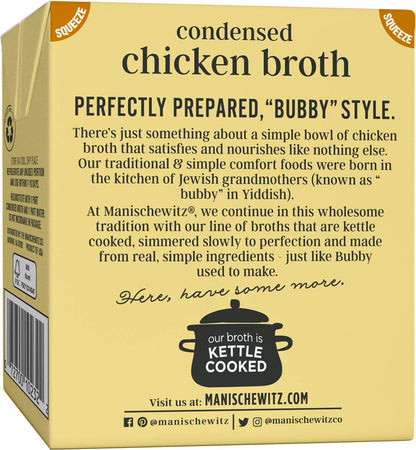 Manischewitz Condensed Chicken Broth 12oz (6 Pack), Flavorful, Kettle Cooked, Slowly Simmered