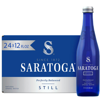 Saratoga Spring Water Bottles, 24 Pack – Still Bottled Water - Glass Bottles - 12 Fl Oz