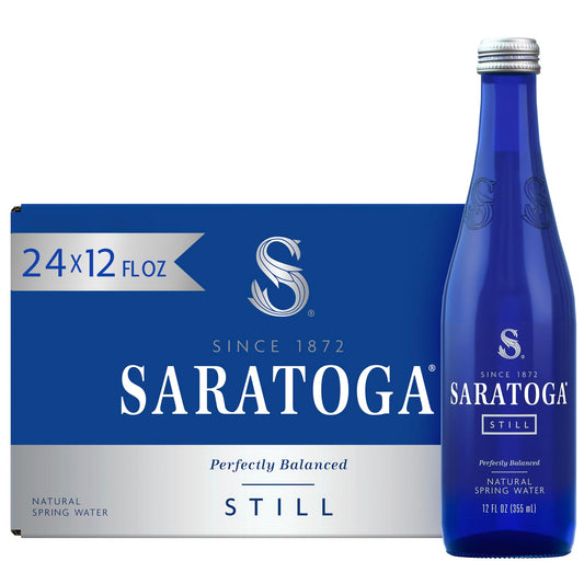 Saratoga Spring Water Bottles, 24 Pack – Still Bottled Water - Glass Bottles - 12 Fl Oz