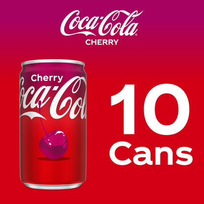 Coca-Cola Cherry Soda Soft Drink Fridge Pack Mini Cans, 7.5 fl oz, 10 Pack