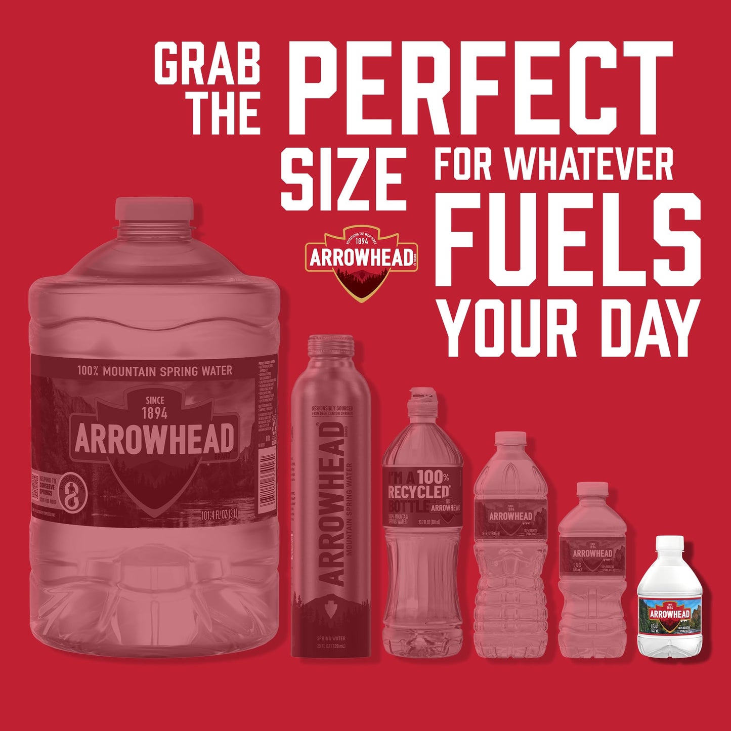 Arrowhead Mountain Spring Water Bottles, 12 Pack - Still Bottled Water with Naturally Occurring Minerals & Electrolytes for Taste - 8 Fl Oz