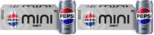 Diet Pepsi Soda, 7.5 Ounce Mini Cans, (Two packs of 10)