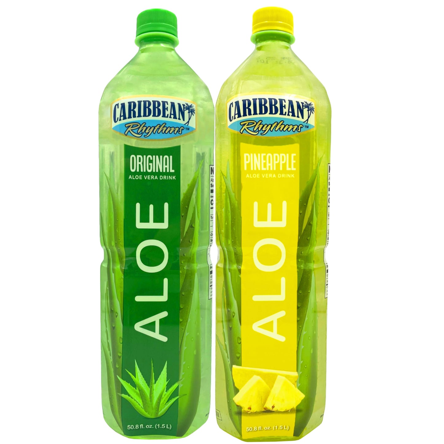 Caribbean Rhythms Aloe Vera Drinks 1.5L, Original + Pineapple (Pack of 2)