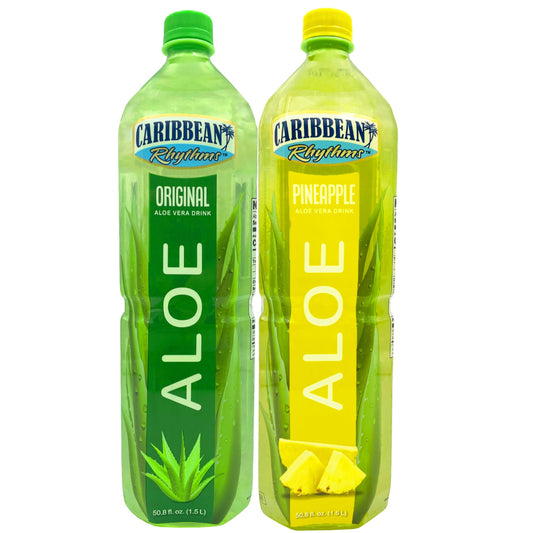 Caribbean Rhythms Aloe Vera Drinks 1.5L, Original + Pineapple (Pack of 2)