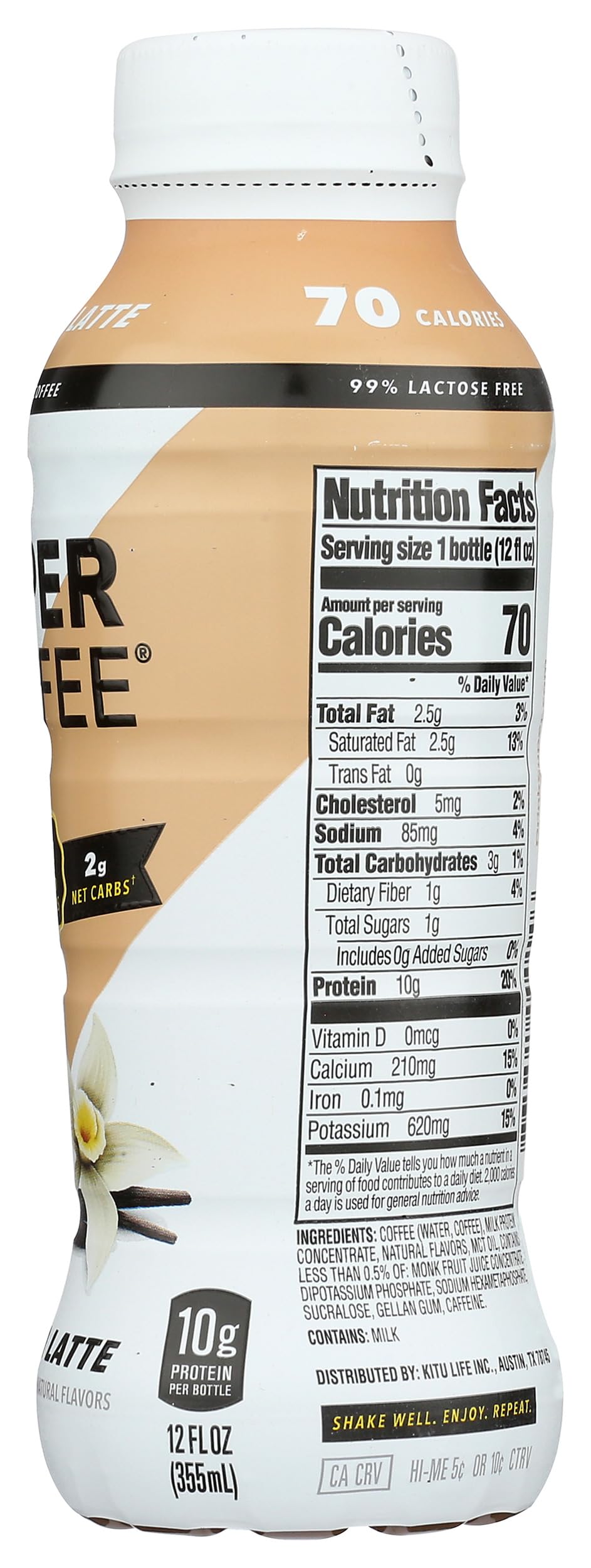 Kitu, Super Coffee Protein MCT Oil Vanilla, 12 Fl Oz