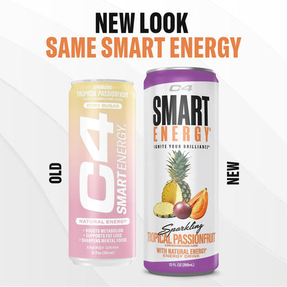 Cellucor C4 Smart Energy Drinks Variety Pack, Sugar Free Performance Fuel & Nootropic Brain Booster, Coffee Substitute or Alternative, 4 Flavor Tropical Oasis Variety 12 Pack